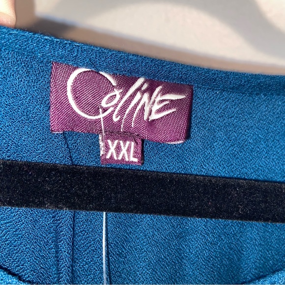 Coline Dress Womens XXL 2X Layered Lace Long Sleeve Boho Lagenlook Teal Blue New - Picture 8 of 10